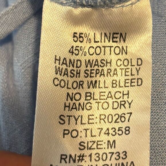 Umgee Light Blue Linen Cotton Blend Wide Leg Jumpsuit W/Pockets Size Medium NEW - Picture 6 of 6